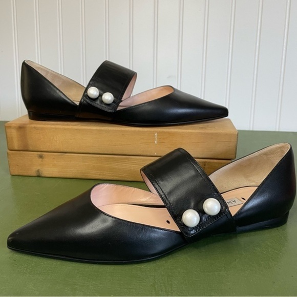 NWT Andrea Gomez DAKOTA Ballet Flat Mary Janes in Black Leather with Pearl Deco - Picture 12 of 12